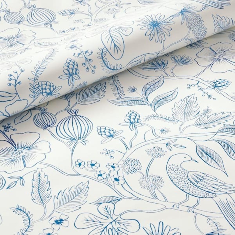 Rifle Paper Co. Aviary Peel & Stick Wallpaper - Blue & Cream